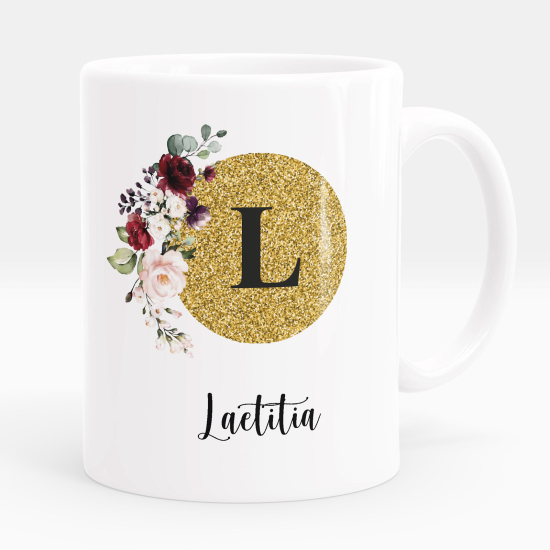 Taza personalizada - Letra flores