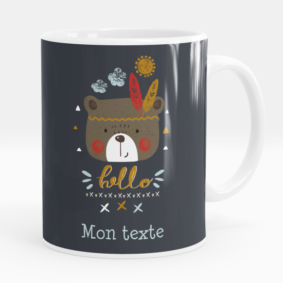 Taza personalizada - Osito indio hola