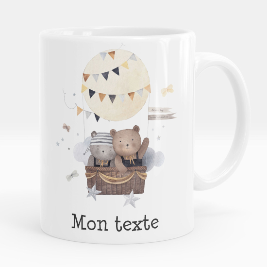Taza personalizada - Ositos en globo aerostático