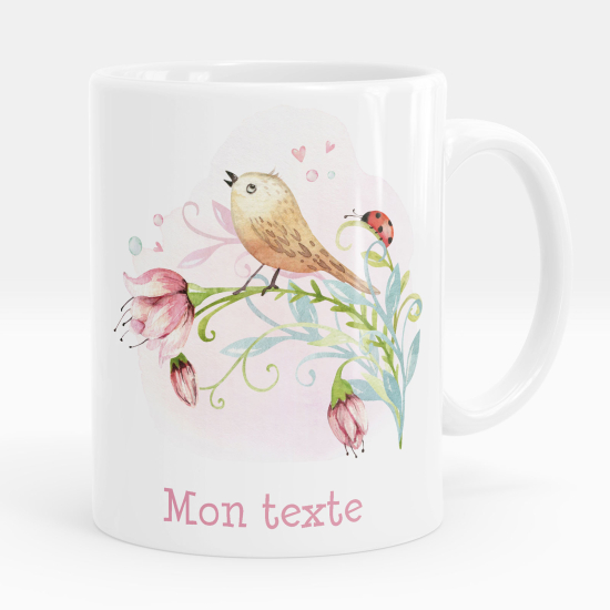 Taza personalizada - Pájaro flores