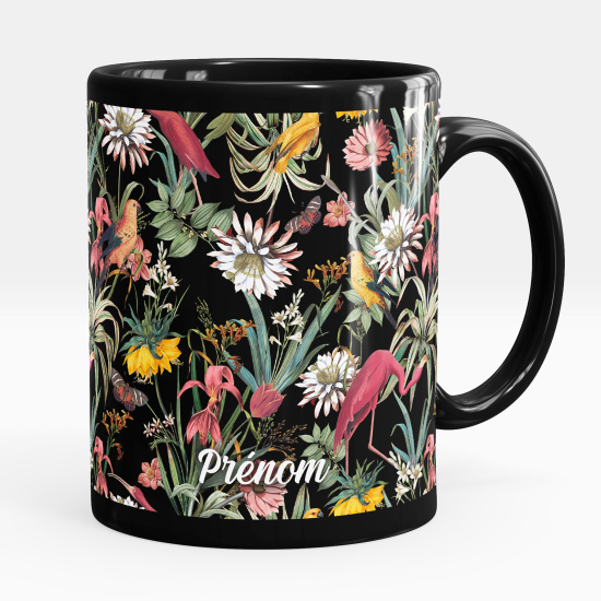 Taza personalizada totalmente negra - Flores