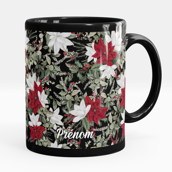 Taza personalizada totalmente negra - Flores
