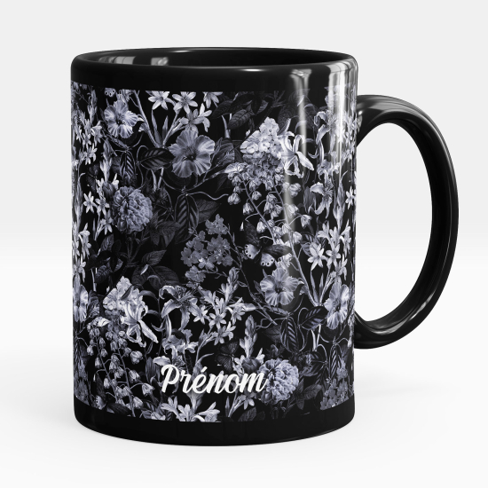 Taza personalizada totalmente negra - Flores