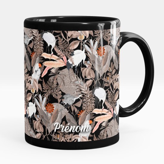 Taza personalizada totalmente negra - Flores