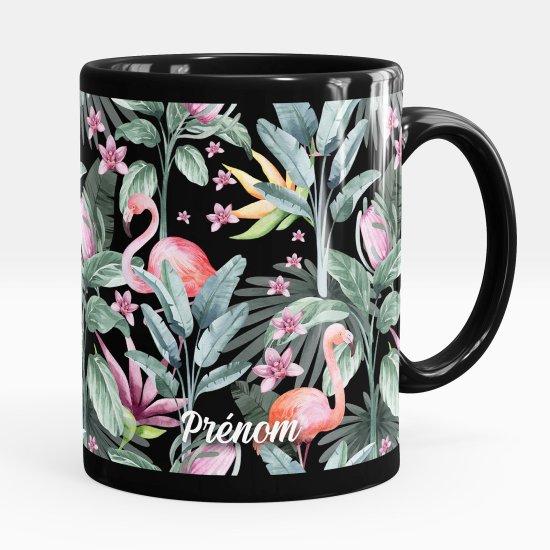 Taza personalizada totalmente negra - Flores