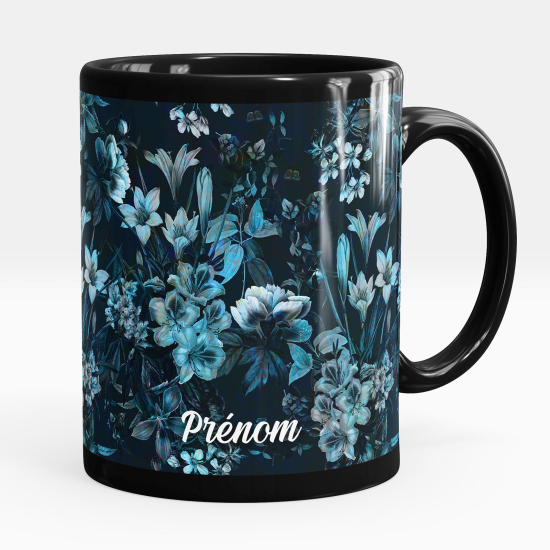Taza personalizada totalmente negra - Flores