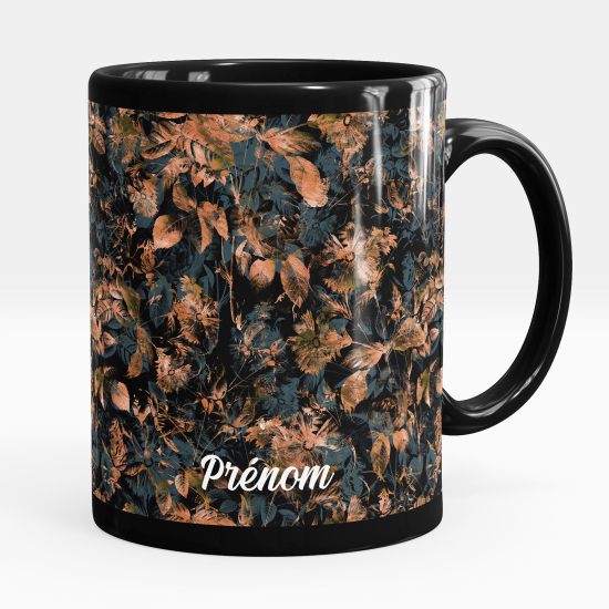 Taza personalizada totalmente negra - Flores
