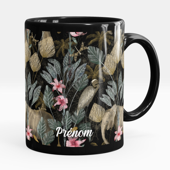 Taza personalizada totalmente negra - Flores