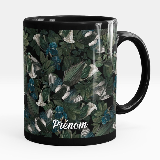 Taza personalizada totalmente negra - Flores