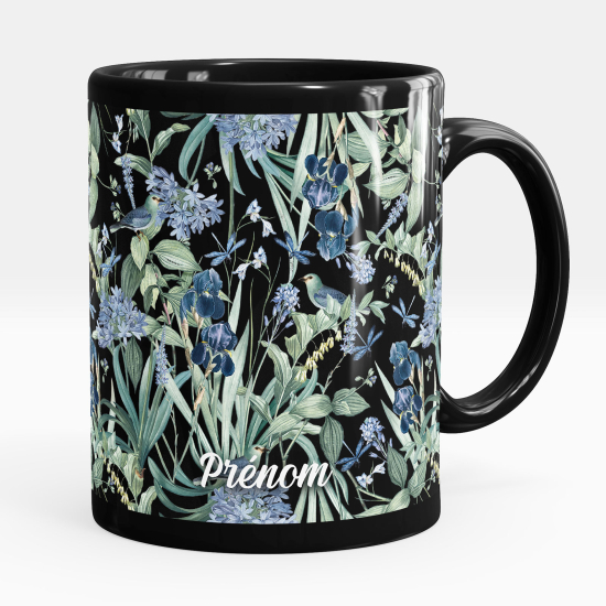 Taza personalizada totalmente negra - Flores