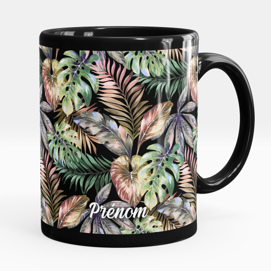 Taza personalizada totalmente negra - Flores