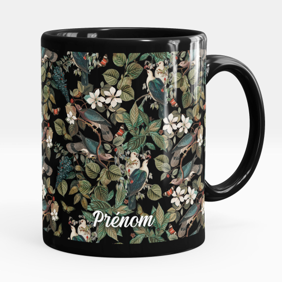 Taza personalizada totalmente negra - Flores
