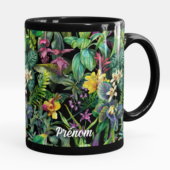 Taza personalizada totalmente negra - Flores
