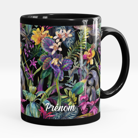 Taza personalizada totalmente negra - Flores
