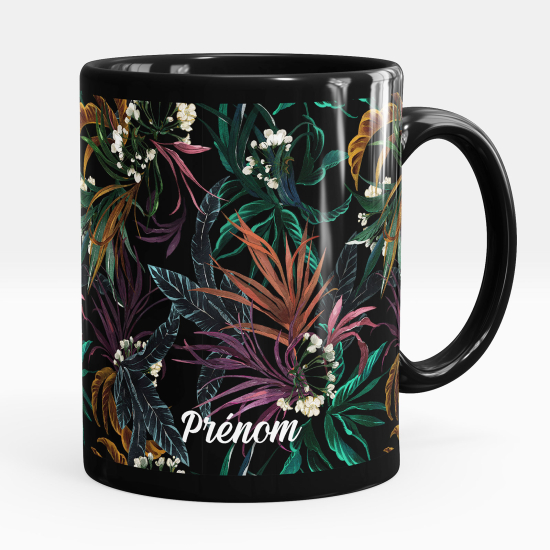 Taza personalizada totalmente negra - Flores
