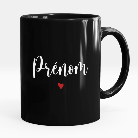 Taza personalizada totalmente negra - Nombre corazón