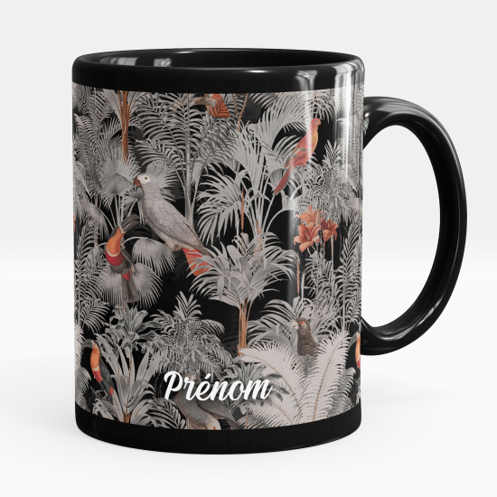 Taza personalizada totalmente negra - Pájaros