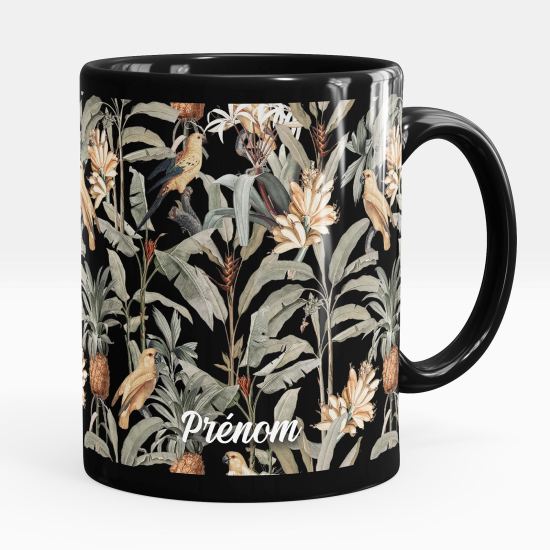 Taza personalizada totalmente negra - Pájaros