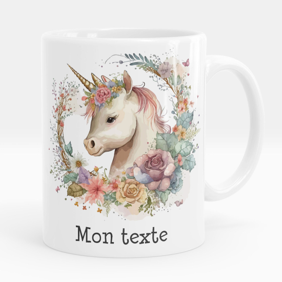 Taza personalizada - Unicornio flores