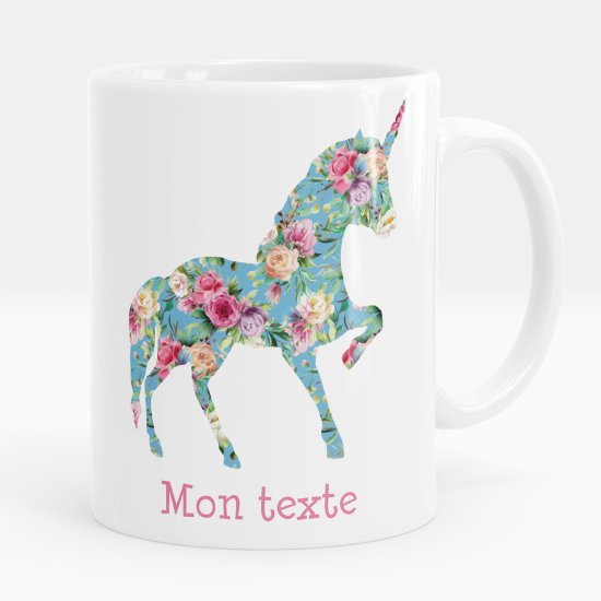 Taza personalizada - Unicornio flores