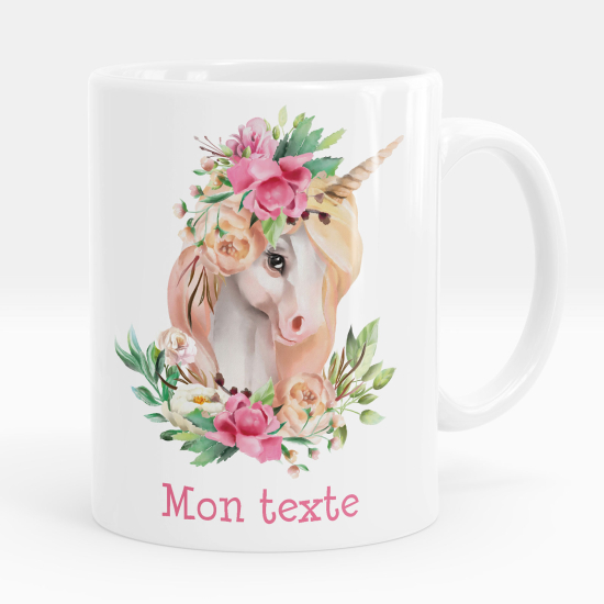Taza personalizada - Unicornio flores