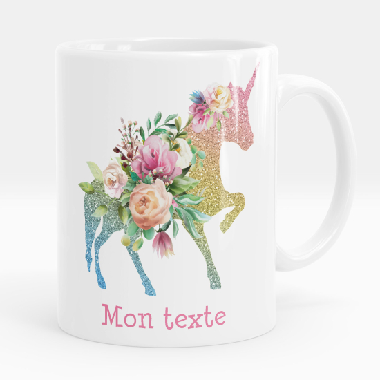 Taza personalizada - Unicornio flores