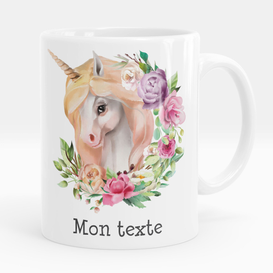 Taza personalizada - Unicornio flores