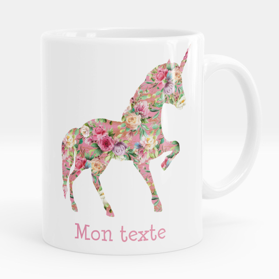 Taza personalizada - Unicornio flores