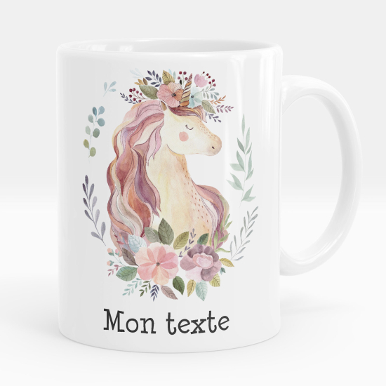 Taza personalizada - Unicornio flores