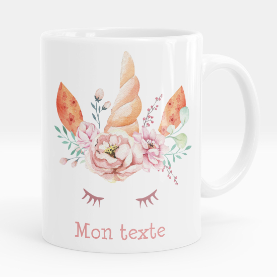 Taza personalizada - Unicornio flores