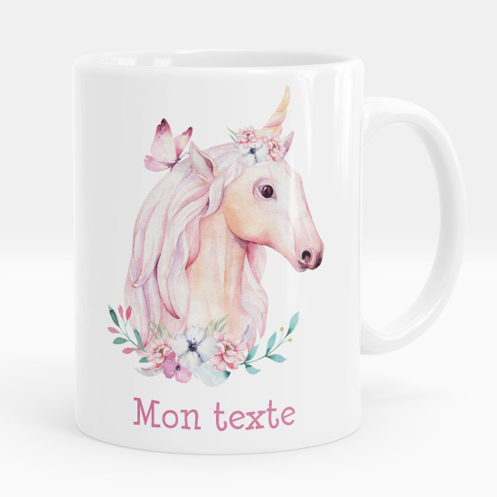 Taza personalizada - Unicornio flores
