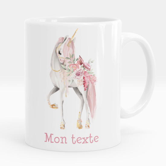Taza personalizada - Unicornio flores