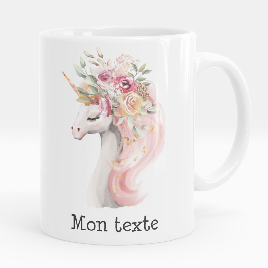 Taza personalizada - Unicornio flores