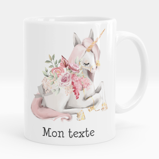 Taza personalizada - Unicornio flores