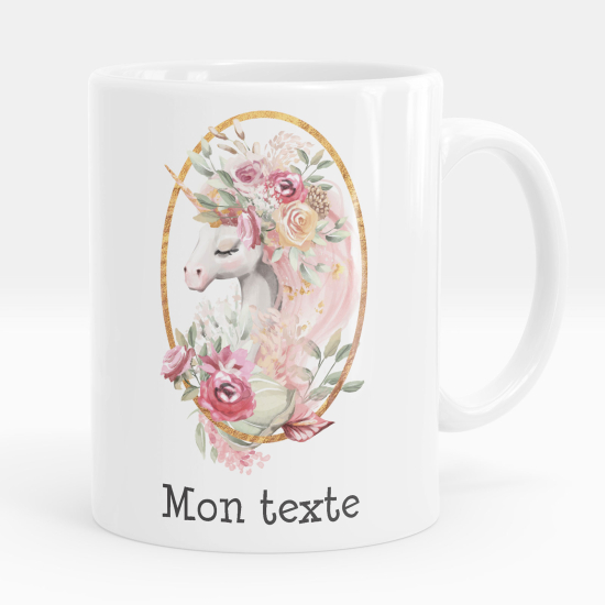 Taza personalizada - Unicornio flores