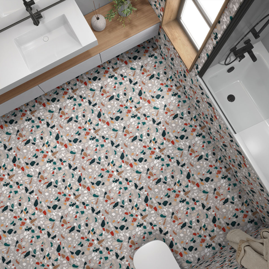 Vinilo Adhesivo antideslizante para baldosas  - Motivo Terrazzo