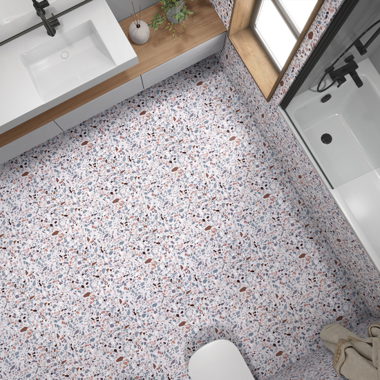 Vinilo Adhesivo antideslizante para baldosas  - Motivo Terrazzo