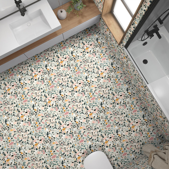 Vinilo Adhesivo antideslizante para baldosas  - Motivo Terrazzo