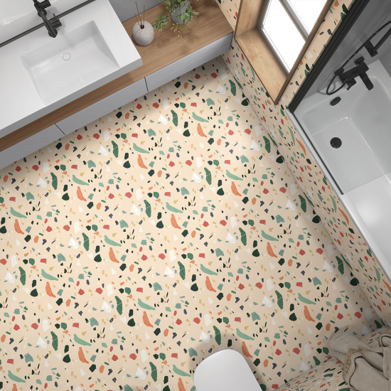 Vinilo Adhesivo antideslizante para baldosas  - Motivo Terrazzo