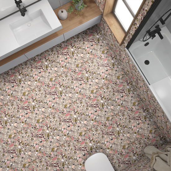 Vinilo Adhesivo antideslizante para baldosas  - Motivo Terrazzo
