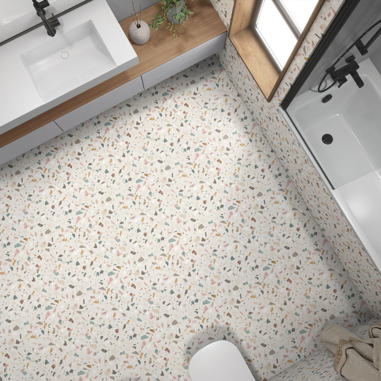 Vinilo Adhesivo antideslizante para baldosas  - Motivo Terrazzo