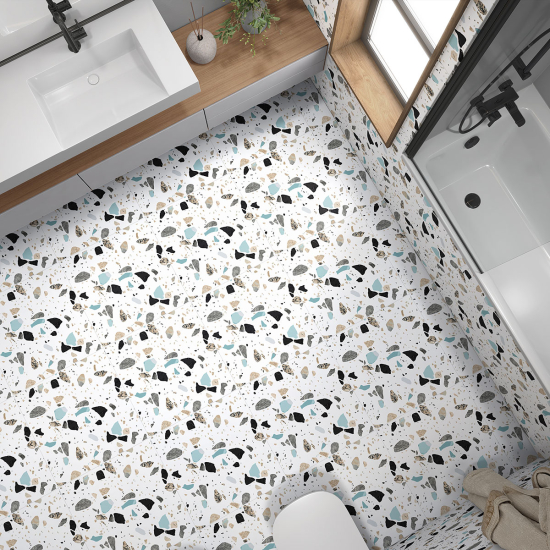 Vinilo Adhesivo antideslizante para baldosas  - Motivo Terrazzo