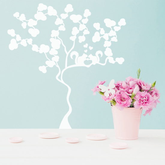 Vinilo Adhesivo Decorativo - Árbol Ardillas