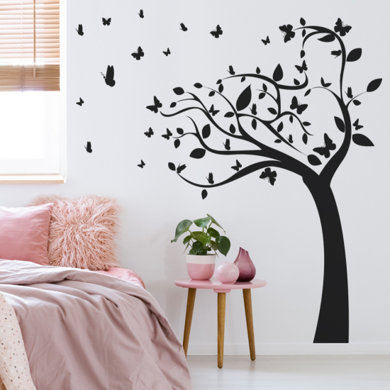 Vinilo Adhesivo Decorativo - Árbol Mariposas