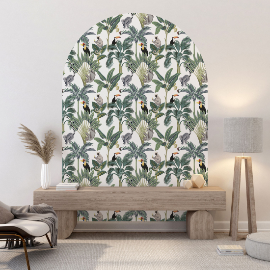 Vinilo Adhesivo Decorativo Arco - Animales de la jungla