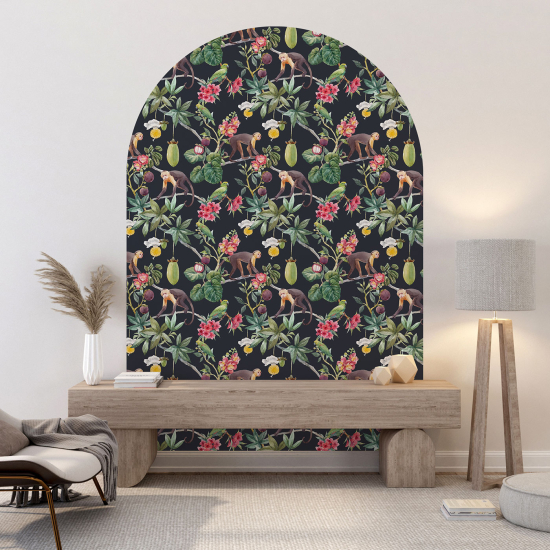 Vinilo Adhesivo Decorativo Arco - Animales de la jungla
