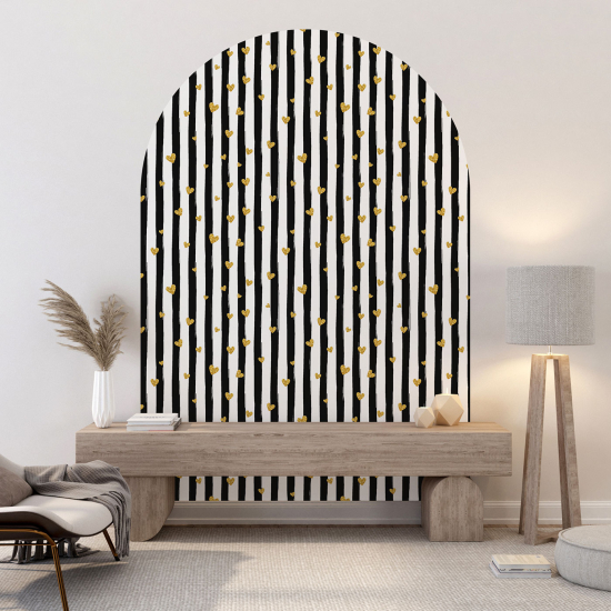 Vinilo Adhesivo Decorativo Arco - Corazones Rayas