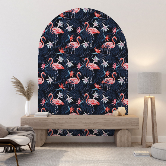Vinilo Adhesivo Decorativo Arco - Flamencos rosas