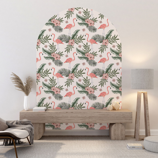 Vinilo Adhesivo Decorativo Arco - Flamencos rosas