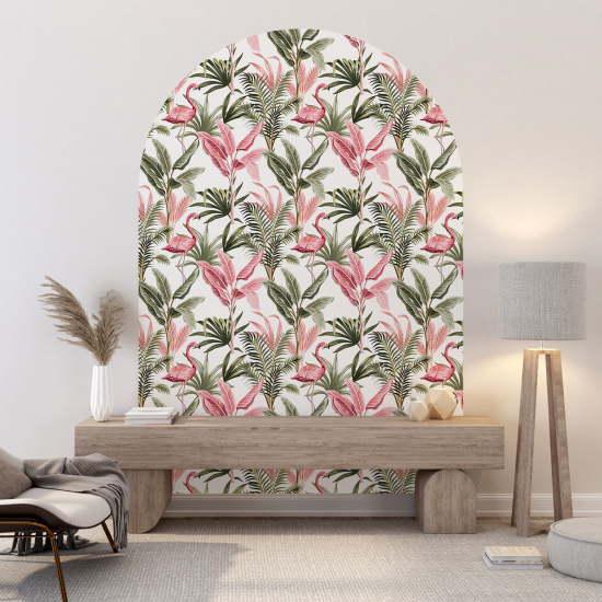 Vinilo Adhesivo Decorativo Arco - Flamencos rosas